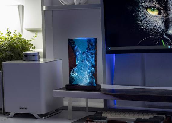 Rectangle deep ray sea, night light, epoxy lamp, resin lamp, lamp night , epoxy resin lamp, table lamp, custom night