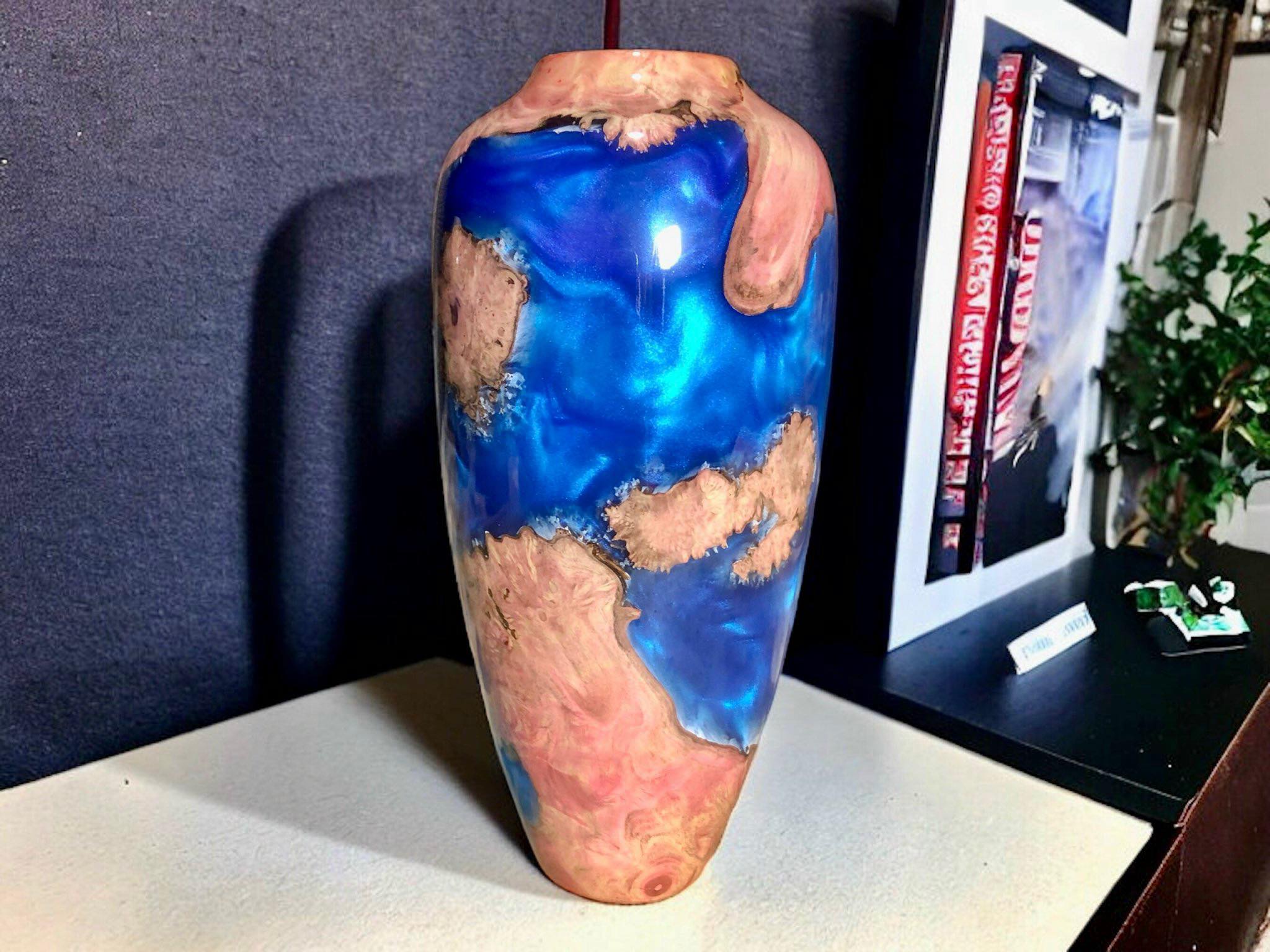 High neck rich vase, decorative vases, flowerpot , flower vase,wooden vase,prosperity vase, vase epoxy resin , feng shui